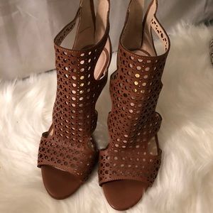 Brown cutout heels